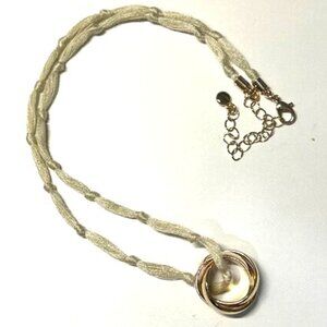 NWOT Anthropologie Silk-Like Thread Necklace with Three Gold Rings